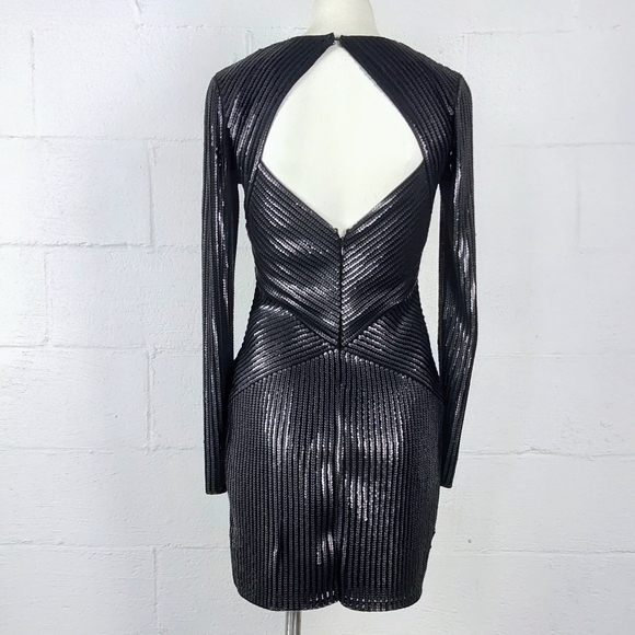 Express Black Sequin Long Sleeve Dress - Picture 3 of 7